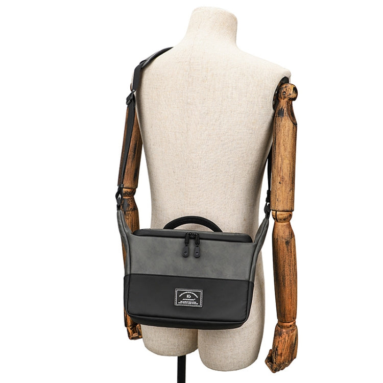 PU Leather Shoulder Crossbody Photography Bag SLR Camera Bag Lens Storage Bag(Gray) by bashfashion