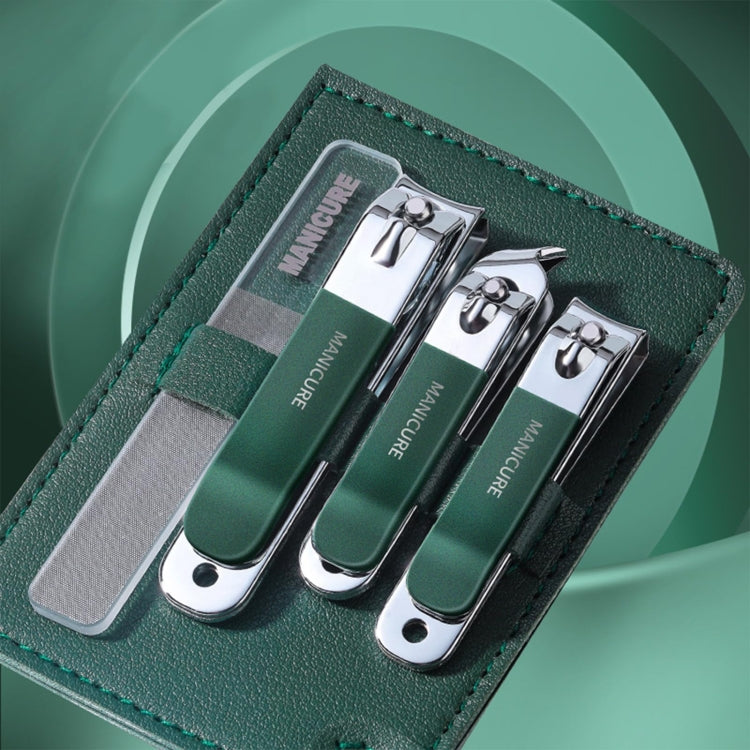 4pcs /Set Stainless Steel Nail Knife Set Household Portable Rotating Bag Nail Cutting Tool, Color: Dark Green by bashfashion