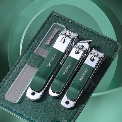 4pcs /Set Stainless Steel Nail Knife Set Household Portable Rotating Bag Nail Cutting Tool, Color: Dark Green by bashfashion