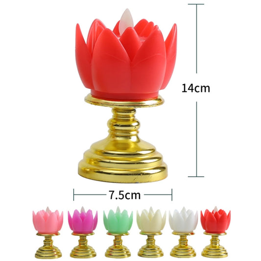 LED Electronic Candle Lotus Lamp Buddha Offering Light Simulation Swing Decorative Lights(Beige) by bashfashion
