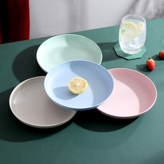 9 inch Wheat Straw Vegetable Disk Home Plastic Round Simple Dish(Green) by bashfashion