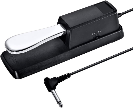 PL-02 6.35mm Connector Piano Sustain Pedal MIDI Synthesizer Pedal Musical Instrument Accessories(Black+Chrome-plated) by bashfashion