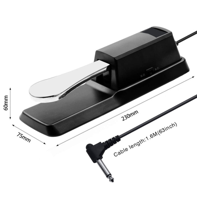 PL-02 6.35mm Connector Piano Sustain Pedal MIDI Synthesizer Pedal Musical Instrument Accessories(Black+Chrome-plated) by bashfashion