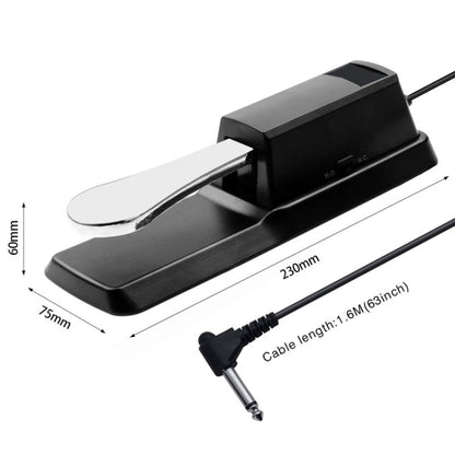 PL-02 6.35mm Connector Piano Sustain Pedal MIDI Synthesizer Pedal Musical Instrument Accessories(Black+Chrome-plated) by bashfashion