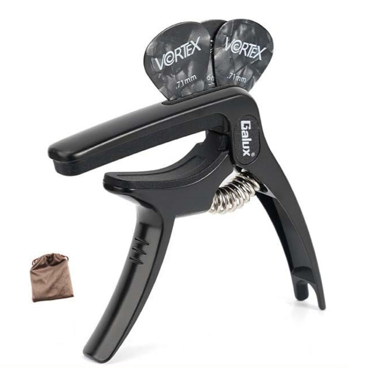 Galux GC501A Acoustic Guitar Pitch Clip Folk Ukulele Metal Clip With Storage Bag, Color: Black by Galux