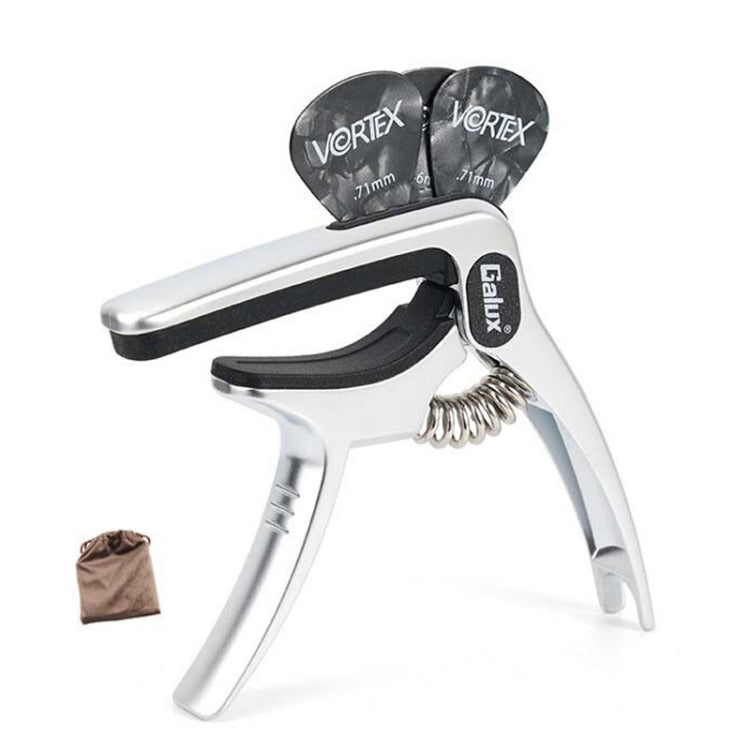 Galux GC501A Acoustic Guitar Pitch Clip Folk Ukulele Metal Clip With Storage Bag, Color: Silver by Galux