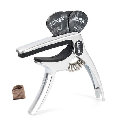 Galux GC501A Acoustic Guitar Pitch Clip Folk Ukulele Metal Clip With Storage Bag, Color: Silver by Galux