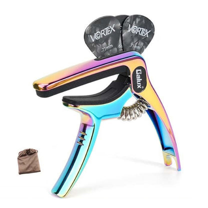 Galux GC501A Acoustic Guitar Pitch Clip Folk Ukulele Metal Clip With Storage Bag, Color: Fantasy Color by Galux