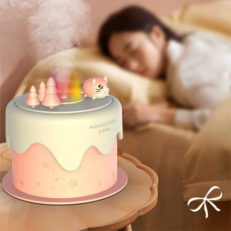 M328 Mini USB Plug-in Desktop Night Light Cartoon Cake Silent Spray Humidifier(Pink) by bashfashion