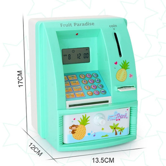 13 x 12 x 17cm Automatic Teller Machine Coin Saving Jar Childrens Mini Safe Deposit Box(Green) by bashfashion