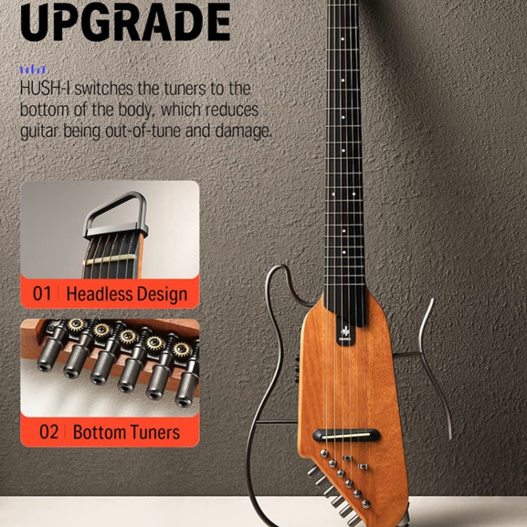 DONNER Smart Headless Silent Guitar Travel Portable Detachable Acoustic Guitar, Style: Mahogany Sunrise Color by DONNER