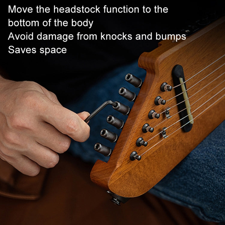 DONNER Smart Headless Silent Guitar Travel Portable Detachable Acoustic Guitar, Style: Mahogany Sunrise Color by DONNER