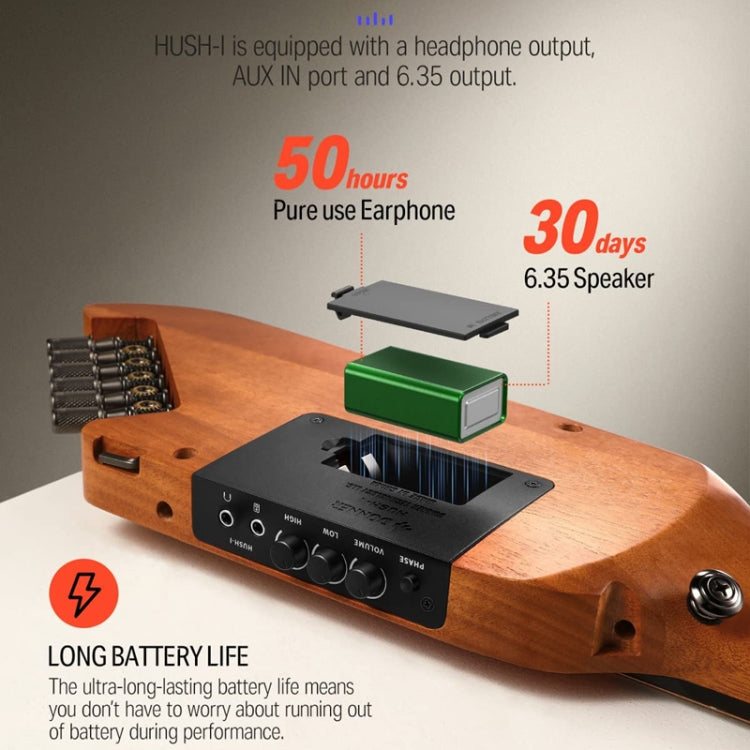 DONNER Smart Headless Silent Guitar Travel Portable Detachable Acoustic Guitar, Style: Maple by DONNER