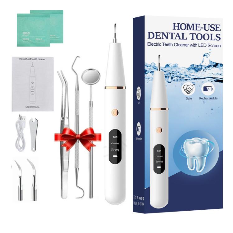 Ultrasonic Electric Dental Scaler Teeth Plaque Cleaner Dental Stone Removal With LED Light, Spec: Package A with Accessories by bashfashion