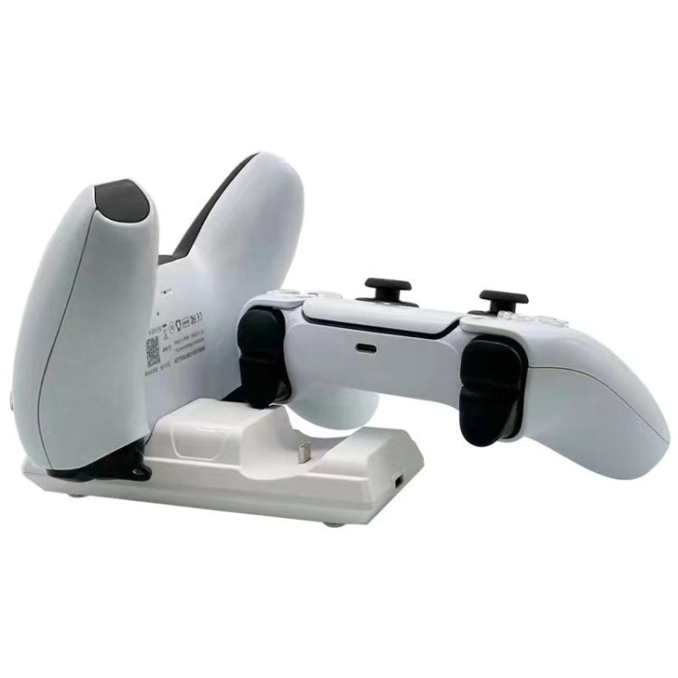 For PS5 Controller Dock Charger Gamepad Dual Port Quick Charger(White) by bashfashion