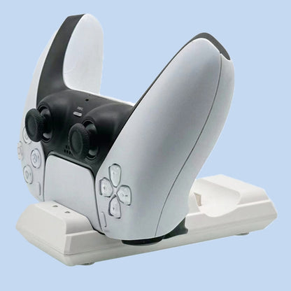 For PS5 Controller Dock Charger Gamepad Dual Port Quick Charger(White) by bashfashion