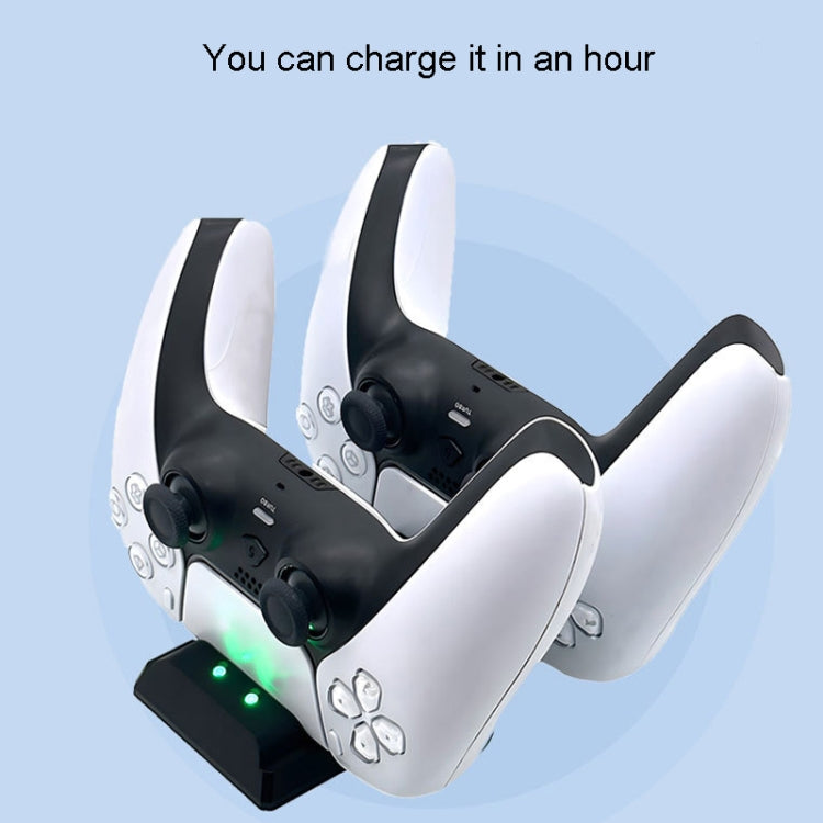 For PS5 Controller Dock Charger Gamepad Dual Port Quick Charger(White) by bashfashion
