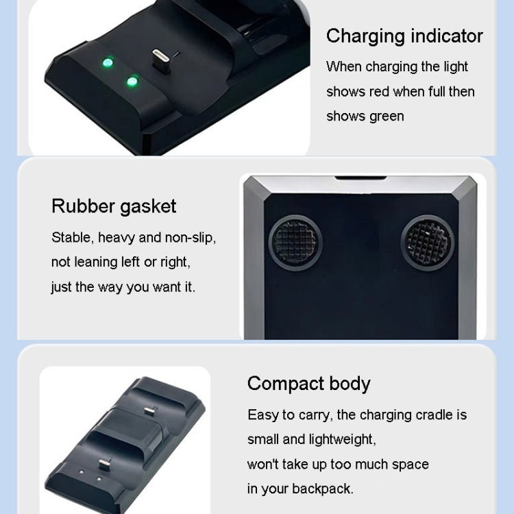 For PS5 Controller Dock Charger Gamepad Dual Port Quick Charger(Black) by bashfashion