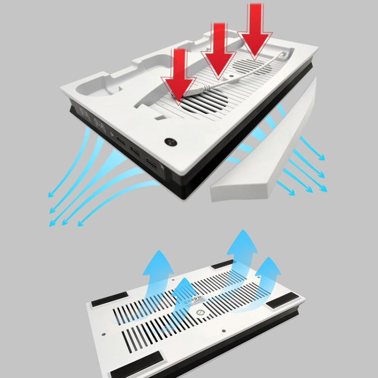 For PS5 Digital / Optical Drive Console Cooling Fan Controller Charging Base With Light Dock Stand(Black) by bashfashion