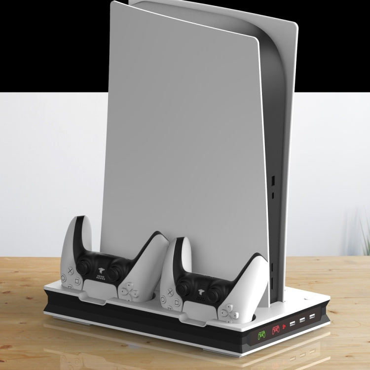 For PS5 Digital / Optical Drive Console Cooling Fan Controller Charging Base With Light Dock Stand(Black) by bashfashion