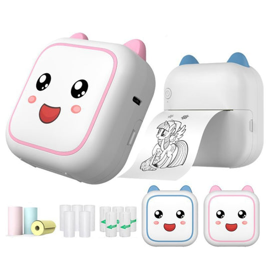 C26 Mini Portable Bluetooth Photo Label Thermal Printer, Spec: Blue+5 Paper+5 Stickers+3 Color Paper by Huawei