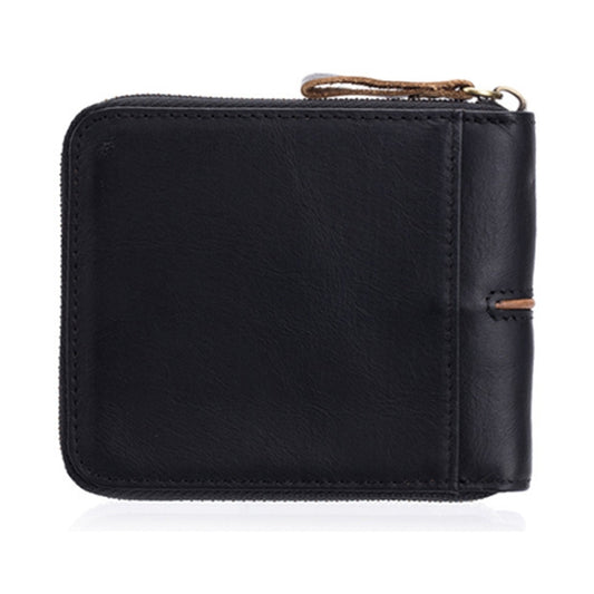 BULL CAPTAIN 042 RFID Anti-theft Cowhide Multi-card Slot Business Card Holder Zipper Wallet(Black) by BULL CAPTAIN