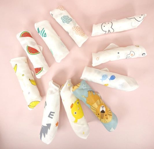 10pcs /Pack 25x25cm Double Layer High Density Print Gauze Handkerchief Toddler Drooling Towel(Mixed Color) by bashfashion