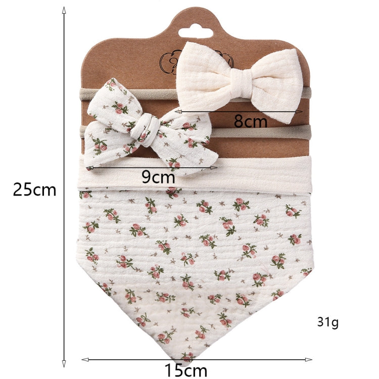 3 In 1 Baby Drooling Towel Cotton Printed Double Sided Triangle Towel Headband Set Waterproof Bibs, Style: DP069-1 by bashfashion