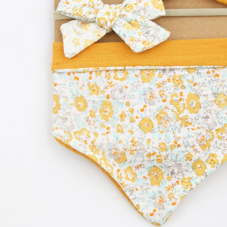 3 In 1 Baby Drooling Towel Cotton Printed Double Sided Triangle Towel Headband Set Waterproof Bibs, Style: DP069-1 by bashfashion