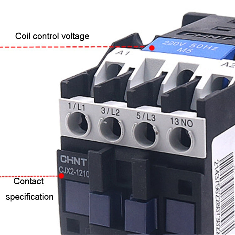 CHNT CJX2-1210 12A 220V Silver Alloy Contacts Multi-Purpose Single-Phase AC Contactor by CHNT