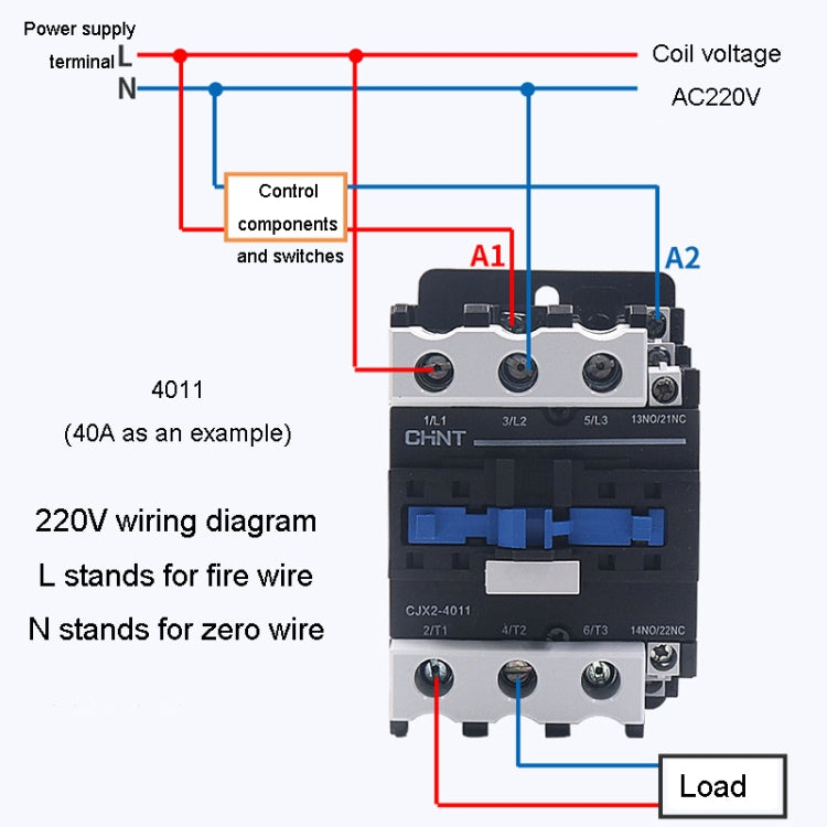 CHNT CJX2-1210 12A 220V Silver Alloy Contacts Multi-Purpose Single-Phase AC Contactor by CHNT