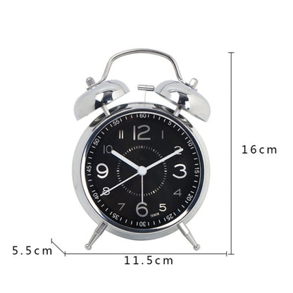 4.5 Inch Electroplated Metal Ring Bell Alarm Clock Quartz Clock With Night Light ?, Style: Green by bashfashion