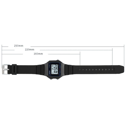SKMEI 1698 50m Waterproof Multifunctional Sports Square Pin Buckle Luminous Digital Watch(Black White) by SKMEI