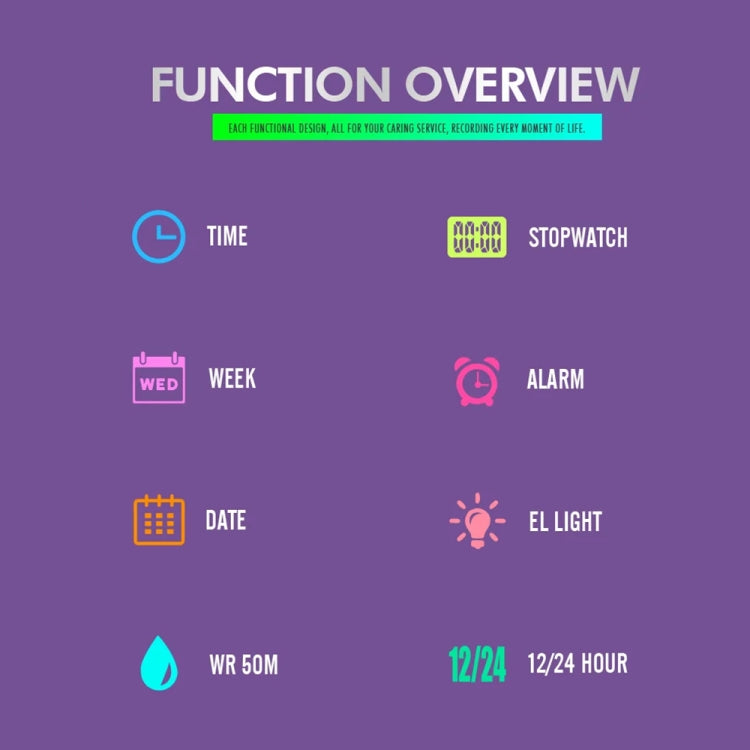 SKMEI 1698 50m Waterproof Multifunctional Sports Square Pin Buckle Luminous Digital Watch(Black Black) by SKMEI