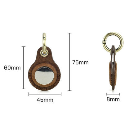 For Airtag CONTACTS FAMILY CF1139 First-layer Cowhide Tracker Protective Case Pet Locator Leather Case(Brown) by CONTACTS FAMILY