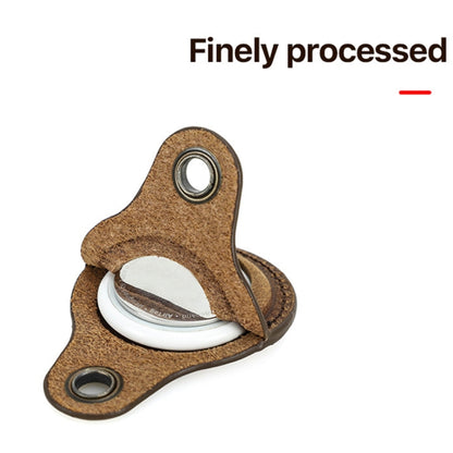 For Airtag CONTACTS FAMILY CF1139 First-layer Cowhide Tracker Protective Case Pet Locator Leather Case(Brown) by CONTACTS FAMILY