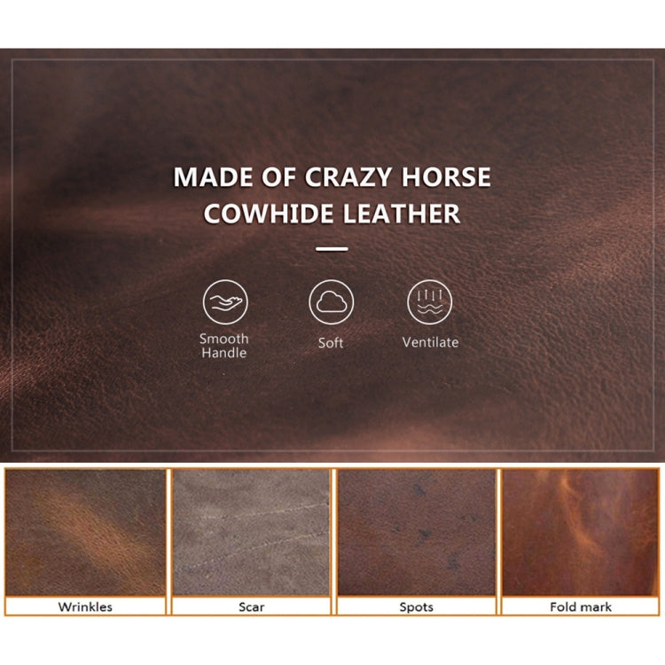 For Airtag CONTACTS FAMILY CF1139 First-layer Cowhide Tracker Protective Case Pet Locator Leather Case(Brown) by CONTACTS FAMILY