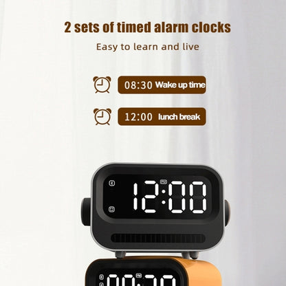 15W 3-In-1 Ambient Light Digital Display Clock Bluetooth Speaker Magnetic Wireless Charger(White) by bashfashion