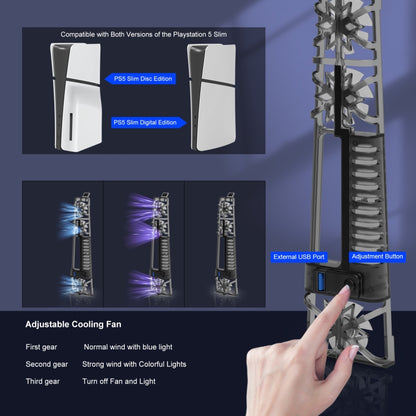 JYS-P5175 For PS5 Slim Host Optical Drive / Digital Version Universal With RGB Colorful Light Cooling Fan by JYS