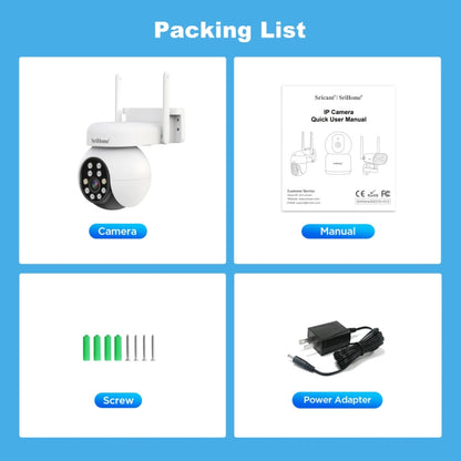 SriHome SH052 Wifi 5MP Wireless PTZ IP AI Auto Tracking Sound&Light Alarm Starlight Color Night Vision Outdoors Surveillance Camera, Plug: AU by SriHome