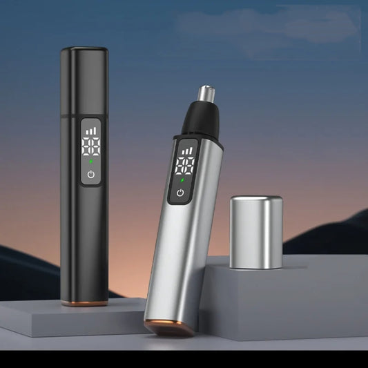 Electric Digital Display Nose Hair Trimmer Rechargeable 3 Gear Adjustable Portable Shaver(Black) by bashfashion