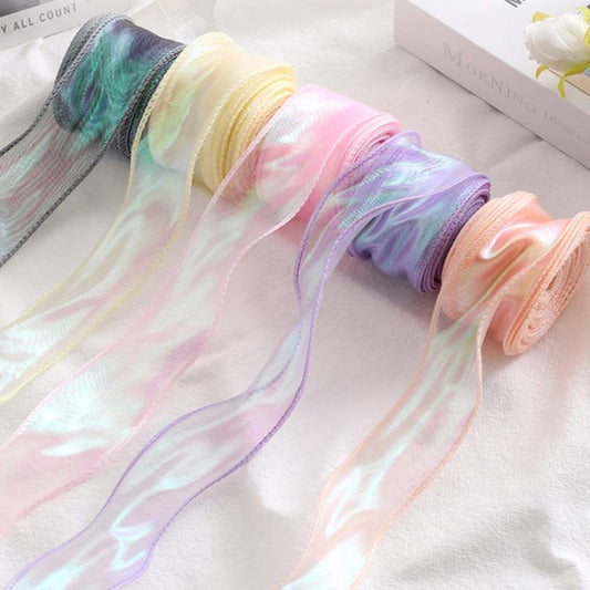 4cm x 9m Pink Symphony Fishtail Yarn Flower Cake Baking Packaging Ribbon Lace Decorative Webbing by bashfashion