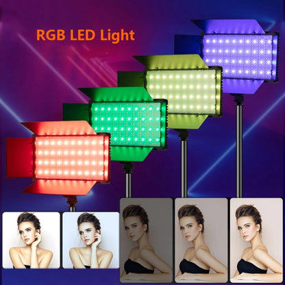 280+52 LEDs RGB Adjustable Live Shooting Fill Light Phone SLR Photography Lamp, EU Plug, Spec: 10 inch by bashfashion