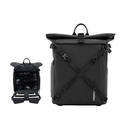 Cwatcun D113 Shoulder Leisure Camera Bag Waterproof High Capacity Outdoor Travel Photography Bag, Color: Small Black by Cwatcun