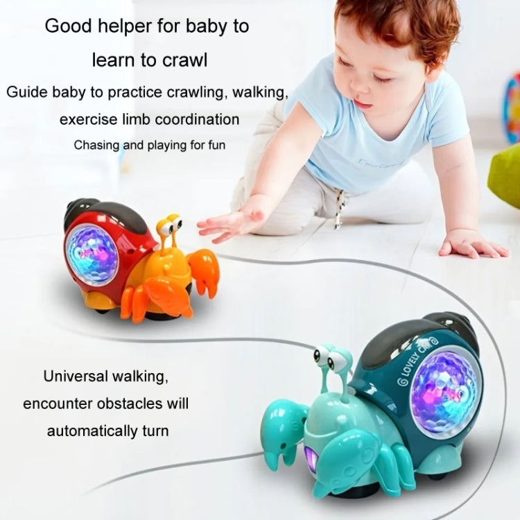 Crawling Hermit Crab Educational Electrical Toys Universal Music Light Projection Cartoon Children Toys(Blue) by bashfashion