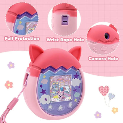 For Tamagotchi Pix Cartoon Electronic Pet Game Console Anti-Slip And Anti-Fall Silicone Protective Cover(Pink) by bashfashion