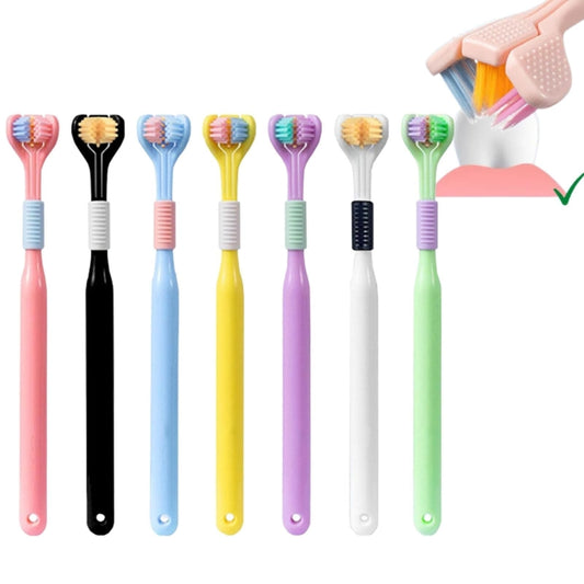 YALINA Three Sided Toothbrush Soft Hair 360 Degree V Shaped Toothbrush Adult Pink Head Color Random by YALINA