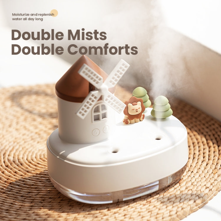 ZAY-H007 LED Light Double Spray Wireless Mini Desktop Windmill Music Humidifier(Pink) by bashfashion