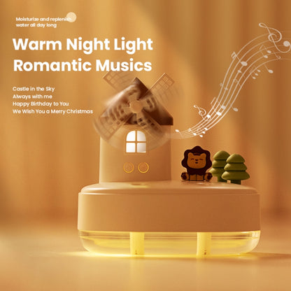 ZAY-H007 LED Light Double Spray Wireless Mini Desktop Windmill Music Humidifier(Pink) by bashfashion