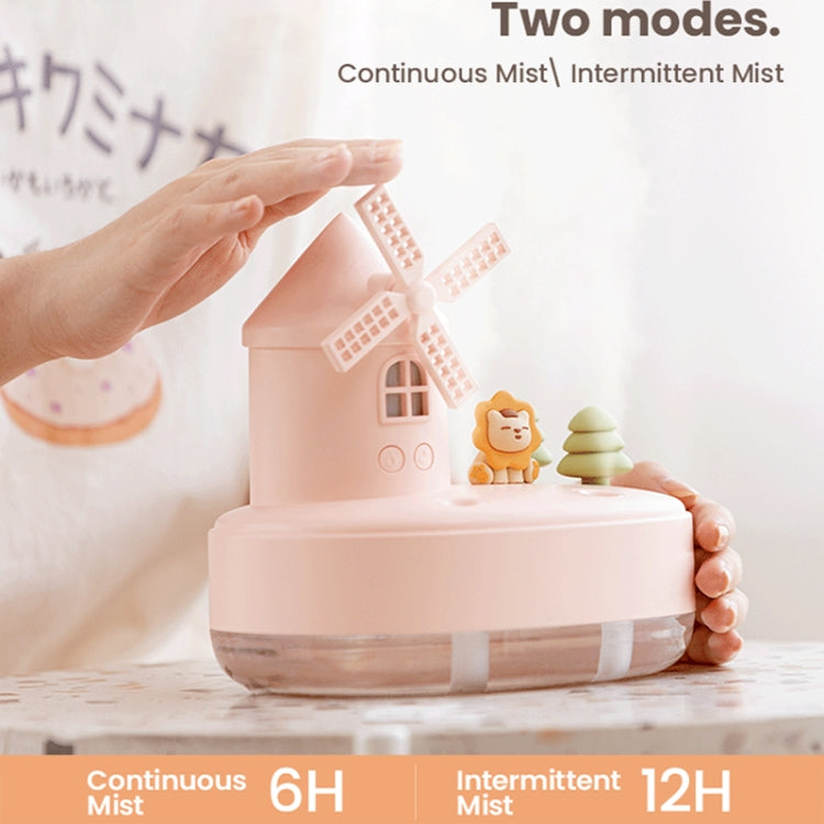 ZAY-H007 LED Light Double Spray Wireless Mini Desktop Windmill Music Humidifier(Pink) by bashfashion